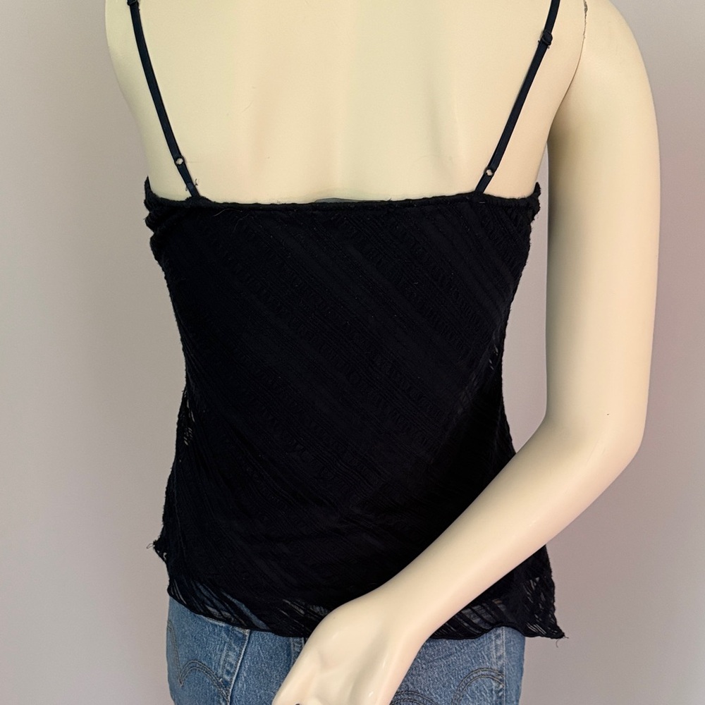 🎁 free gift with any purchase!-Dark Blue Lace-Trim Spaghetti Strap Camisole Top - Picture 2 of 4